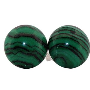 10mm Round Malachite Silver Stud Earrings 10RSSE2
